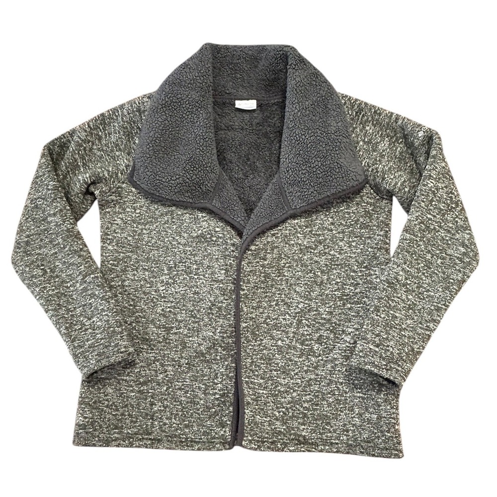 Columbia Sherpa Fleece Cardigan Gray Marled Cabin Core Gorpcore Cozy Jacket